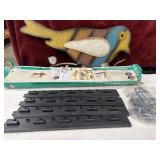 2 pc. Outdoor wood bird with metal wings and