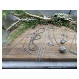 Bundle of misc silver tone necklaces
