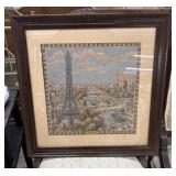 Vintage  jacquard-woven tapestry of a Paris scene