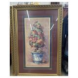 A framed topiary print by artist Barbara Mock