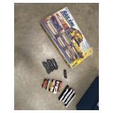 HO scale model Mixed train cars with a track and