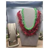 3 different color necklaces features multiple