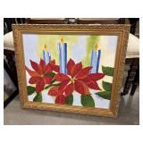 Decorative oil painting on canvas featuring red