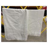 2 White Linen Tablecloths Intricate Damask Pattern