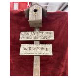 Amish-made birdhouse welcome sign rustic wooden