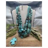 Joan Rivers Turquiose layered bulky necklace.
