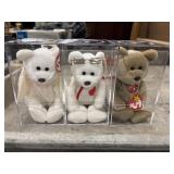 3 TY Beanie Baby Bears in Plastic Cases
