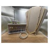 A set colorful imitation pearl necklace and