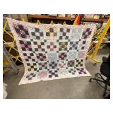 Vintage Handmade 9-Patch Cutter Quilt