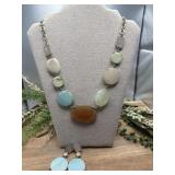 Marbel stone necklace and matching earrings.