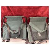 2 foldable green nylon stadium seats,