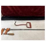 2 Pc. Adjustable Steel Bar Clamp And Hay Hook.