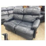 Blue leather La-Z-Boy Reclining Love Seat Sofa