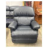 Navy Blue La-Z-Boy leather rocker recliner.