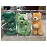 3 TY Beanie Baby Bears in Plastic Cases