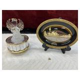 2 pc. spun glass angel music box featuring a