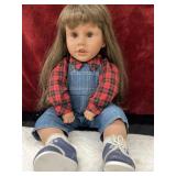 17-inch Vinyl Doll In Overalls And plaid shirt
