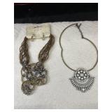 2 Bronzetone Metal Collar Adorned With