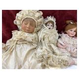 3 pc. Lee Middleton doll  closed eyes dressed in