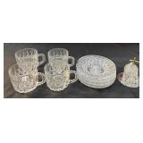 Bundle of  Clear Glass Cups, Plates and church.