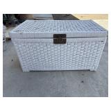 Vintage white wicker storage trunk