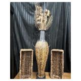 Tall Floor Vase and 2 baskets.