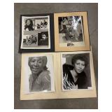 Black and white promotional photographs.