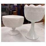 2 vintage Indiana Glass compote features a