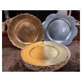 2 blue 10 Gold Bordeaux Scalloped Charger plates.