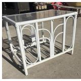 Vintage rattan and glass top coffee table