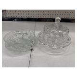 A vintage pressed or cut crystal glass butter