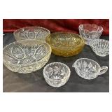 Bundle of glass candy bowls, centerpiece and more.