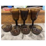 3 Dartington Crystal wine glasses and bowls.