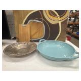 Tommy Bahama melamine serving bowl in a teal blue