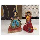 2 vintage handmade souvenir dolls,