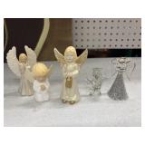 3 vintage ceramic angel figurines and 2 vintage