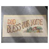 "God Bless Our Home"  vintage cross stitch piece.