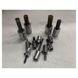 Assorted sizes of hex bit sockets