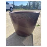 Brown glazed terracotta planter