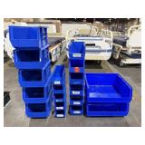 18 BLUE PLASTIC STACKABLE STORAGE ORGANIZING BINS