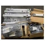 Pallet of black out roller blinds, metal door