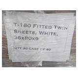 Pallet of White Twin Fitted Bed Sheets