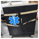 ULINE Black Metal Cabinet on Locking Wheels