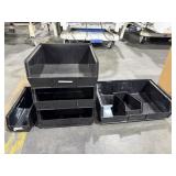 6 BLACK ULINE PLASTIC STACKABLE STORAGE