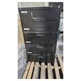 black metal lateral file cabinet with four