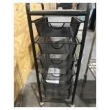 2 Black 5 Mesh Drawer Organizer Carts on wheels.