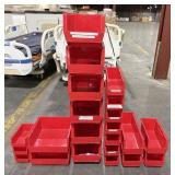 22 RED PLASTIC STACKABLE STORAGE ORGANIZING BINS