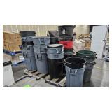 Pallet of garbage cans