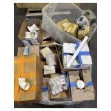 Pallet of misc PVC and metal items. Caps, pipes,