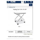 Uline folding cart features a white laminate top